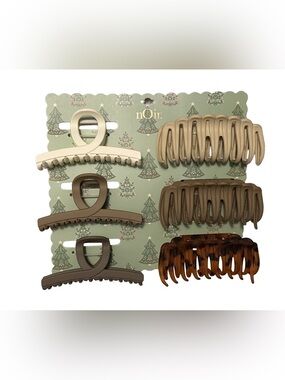 nOir Jewelry Set it 6 Neutral Hair Claw Set Tortoise shell, Brown, & Beige, NWT